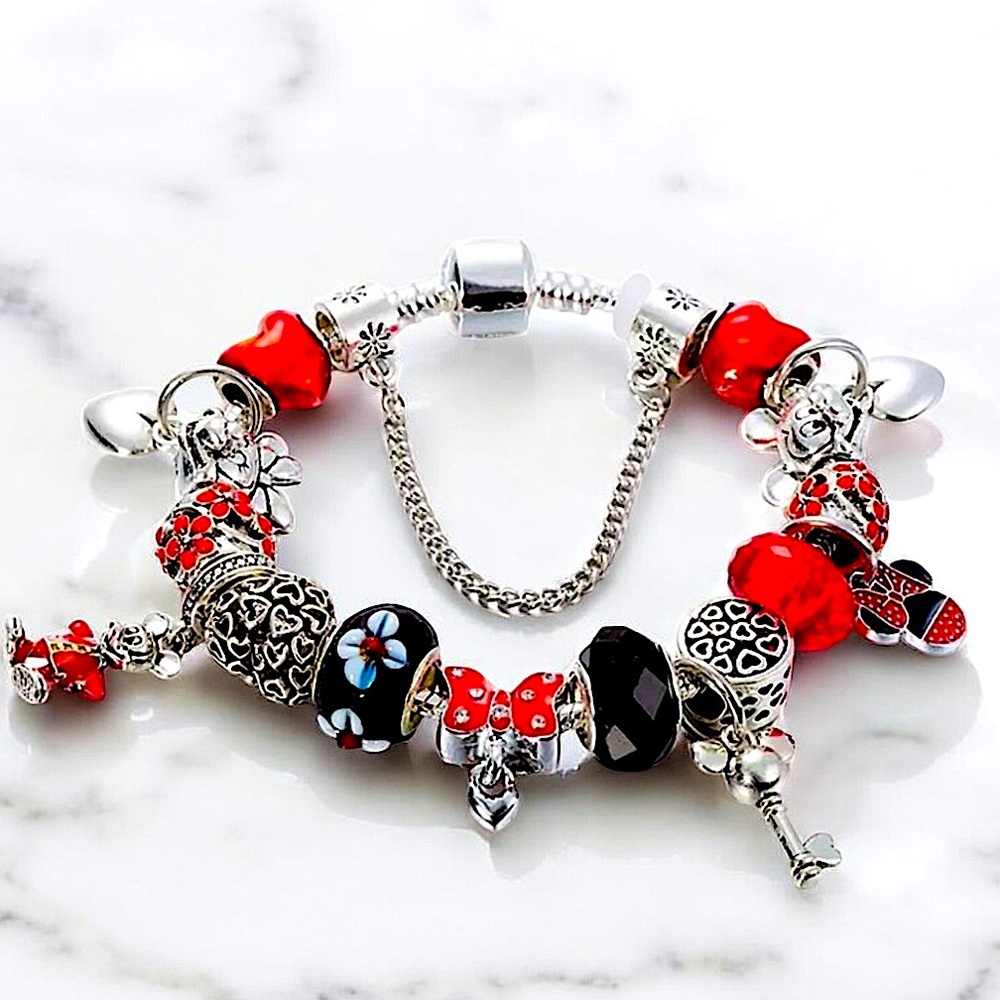 Disney Mickey Minnie Mouse Charm Bracelet